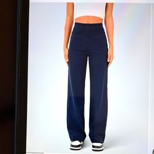 HALARA Navy High-Waist Straight Leg Pants